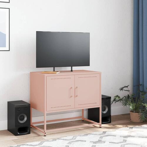 Tv-bord 68,5x39x60,5 cm stål lyserød