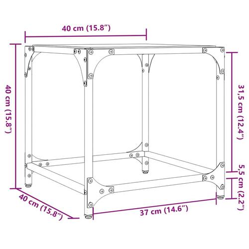 Sofaborde med sort glastop 2 stk 40x40x40 cm stål