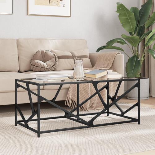 Sofabord med transparent glastop 98,5x50x41 cm stål