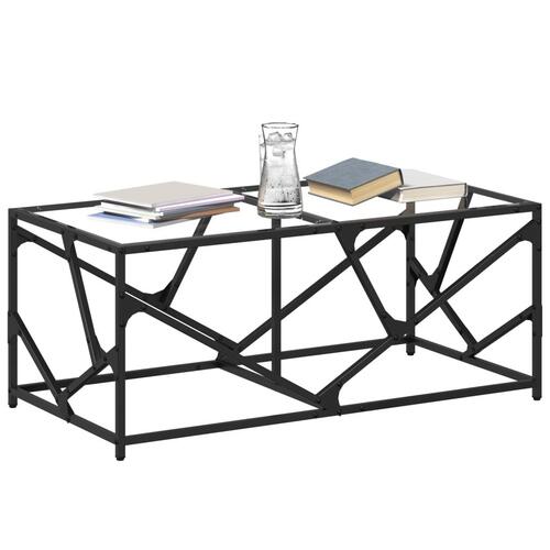 Sofabord med transparent glastop 98,5x50x41 cm stål