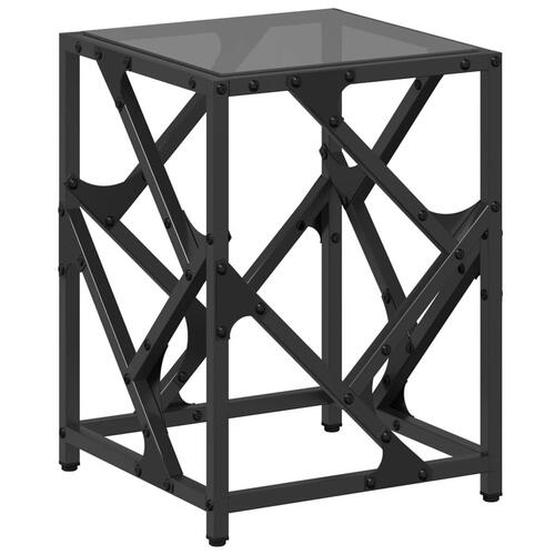 Sofabord med sort glastop 30x30x41 cm stål