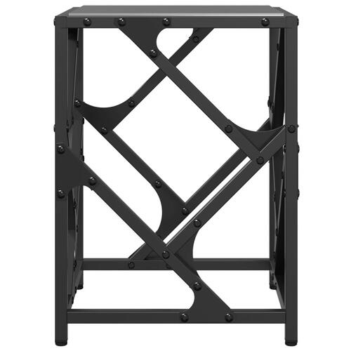 Sofabord med sort glastop 30x30x41 cm stål