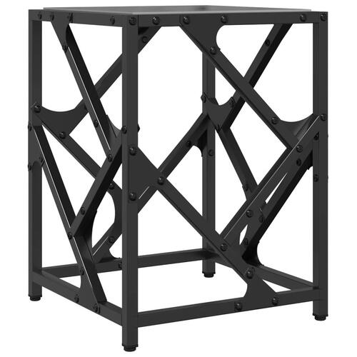 Sofabord med sort glastop 30x30x41 cm stål