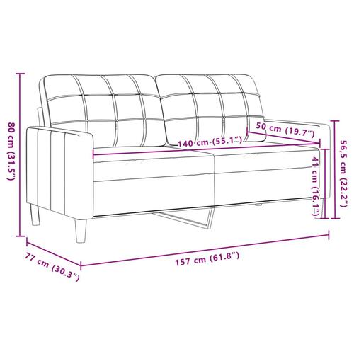 2-personers sofa 140 cm fløjl lysegrå