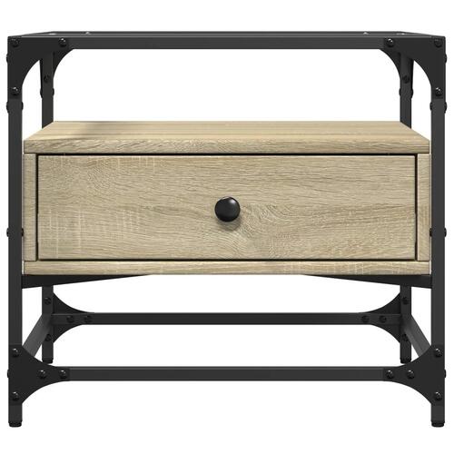 Sofabord med glasplade Sonoma Eg 50x50x45 cm Stål