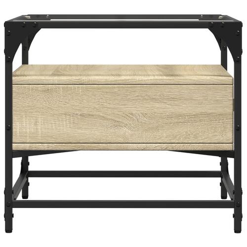 Sofabord med glasplade Sonoma Eg 50x50x45 cm Stål