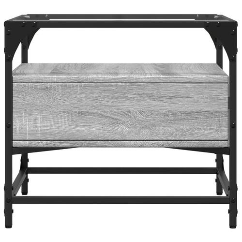Sofabord med glasplade 50x50x45 cm grå sonoma-eg Stål