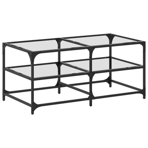 Sofabord med transparent glastop 98,5x50x45 cm stål