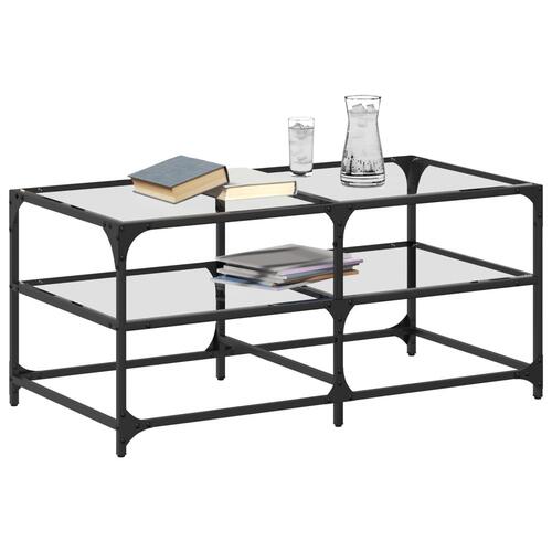 Sofabord med transparent glastop 98,5x50x45 cm stål