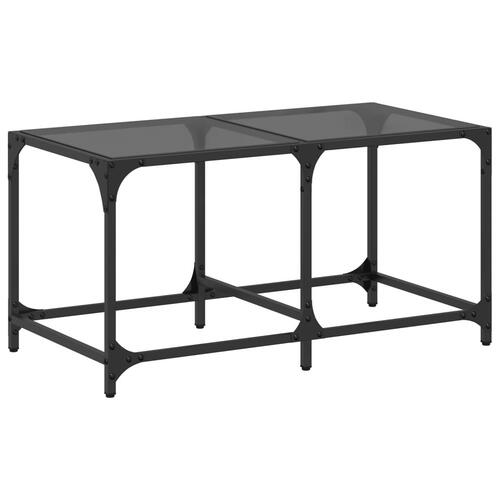 Sofabord med sort glastop 78,5x40x40 cm stål