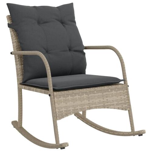 Udendørs gyngestol med hynder polyrattan lysegrå
