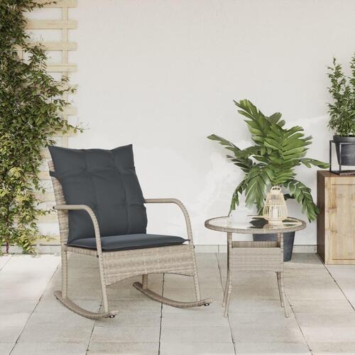 Udendørs gyngestol med hynder polyrattan lysegrå