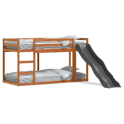 Køjeseng med rutsjebane og stige 75x190 cm massivt fyrretræ