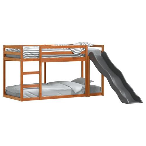 Køjeseng med rutsjebane og stige 75x190 cm massivt fyrretræ