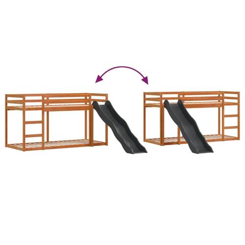 Køjeseng med rutsjebane og stige 75x190 cm massivt fyrretræ