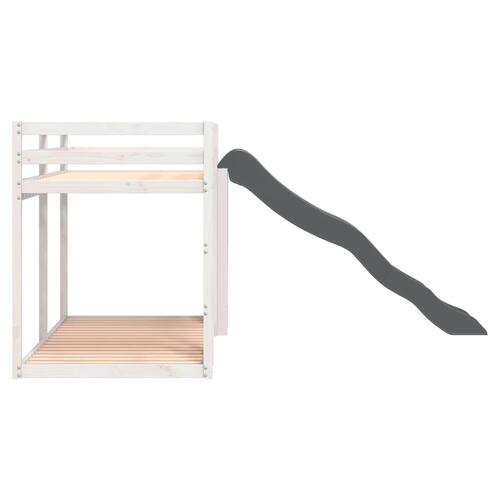 Køjeseng med rutsjebane og stige 90x190cm massivt fyrretræ hvid