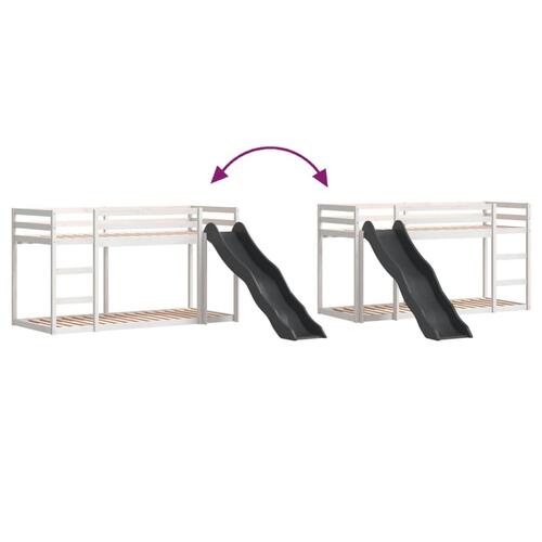 Køjeseng med rutsjebane og stige 90x190cm massivt fyrretræ hvid