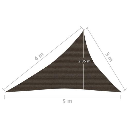 Solsejl 3x4x5 m 160 g/m² HDPE brun