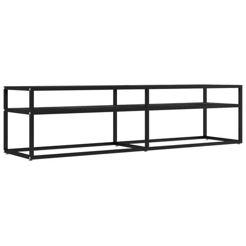 Tv-bord 160x40x40,5 cm hærdet glas marmoreffekt sort