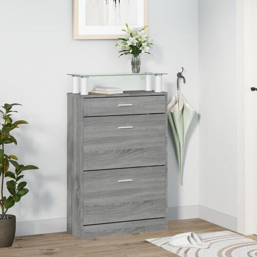Skoskab 63x24x104 cm konstrueret træ grå sonoma-eg
