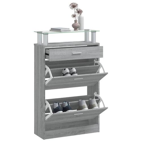 Skoskab 63x24x104 cm konstrueret træ grå sonoma-eg