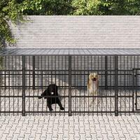 Udendørs hundegård med tag 16,89 m² stål