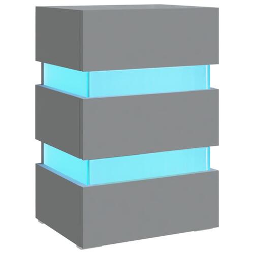 Sengebord med LED 45x35x67 cm konstrueret træ grå