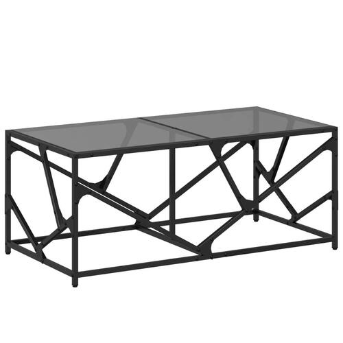 Sofabord med sort glastop 98,5x50x41 cm stål