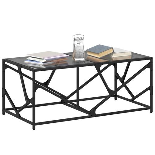 Sofabord med sort glastop 98,5x50x41 cm stål