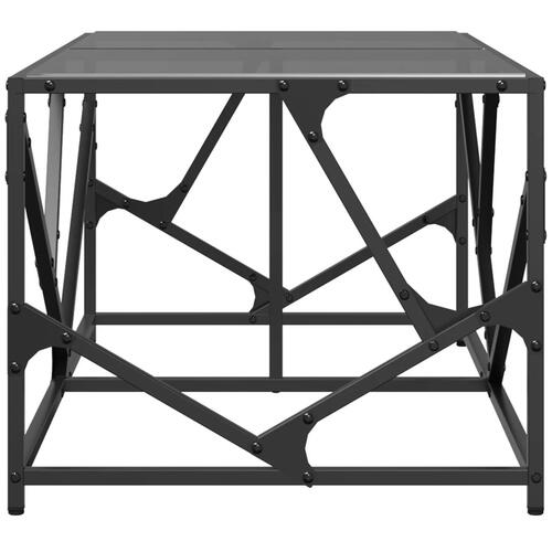 Sofabord med sort glastop 98,5x50x41 cm stål
