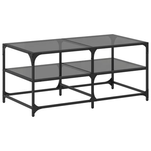 Sofabord med sort glastop 98,5x50x45 cm stål