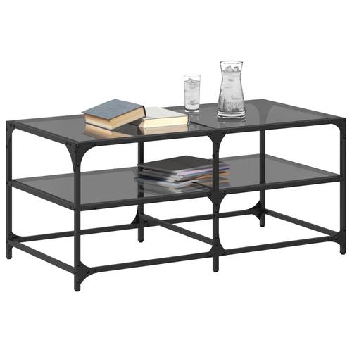 Sofabord med sort glastop 98,5x50x45 cm stål
