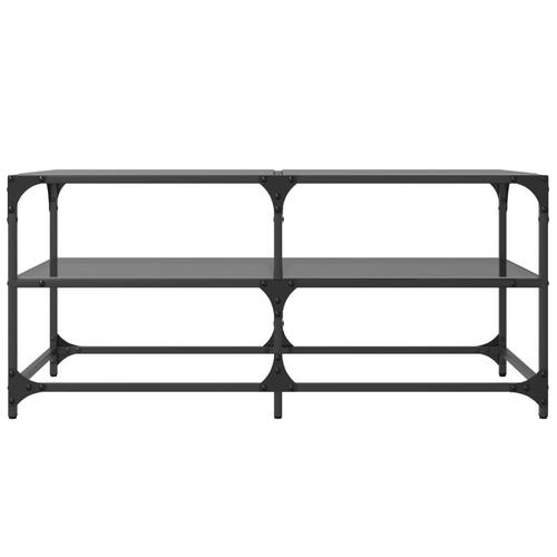 Sofabord med sort glastop 98,5x50x45 cm stål