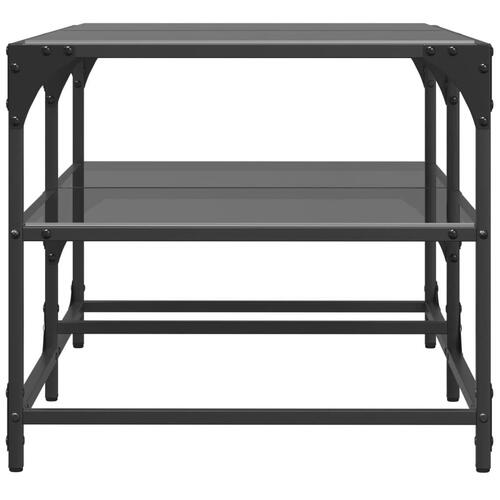 Sofabord med sort glastop 98,5x50x45 cm stål