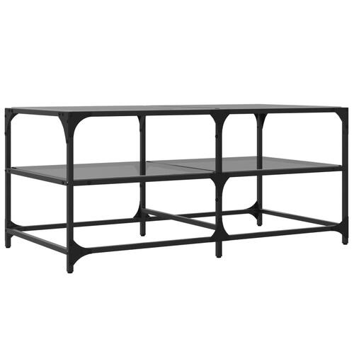 Sofabord med sort glastop 98,5x50x45 cm stål
