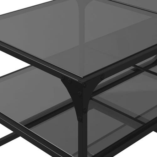 Sofabord med sort glastop 98,5x50x45 cm stål