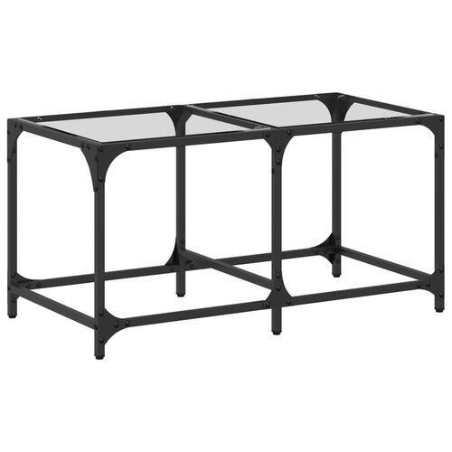Sofabord med transparent glastop 78,5x40x40 cm stål