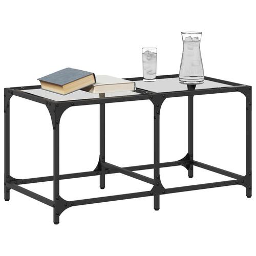 Sofabord med transparent glastop 78,5x40x40 cm stål