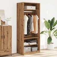 Klædeskab 80x50x200 cm konstrueret træ egetræslook