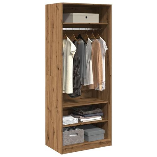 Klædeskab 80x50x200 cm konstrueret træ egetræslook
