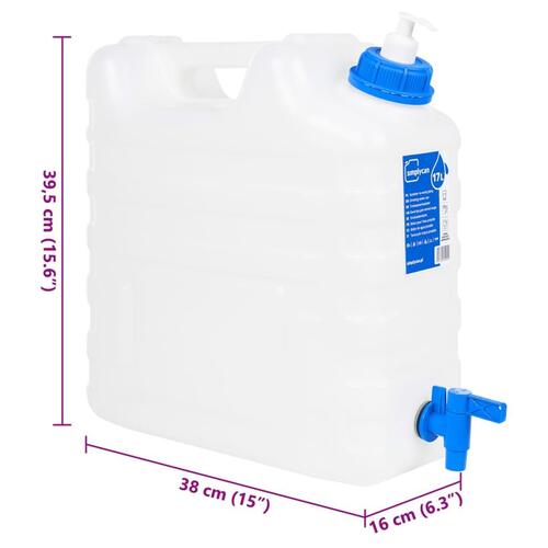 Vanddunk med tappehane og sæbedispenser 15 l plast