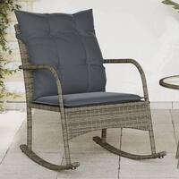 Udendørs gyngestol med hynder polyrattan grå