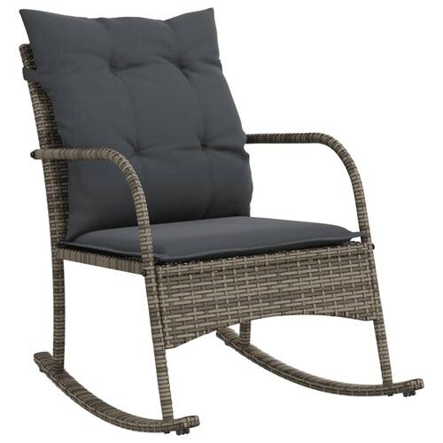 Udendørs gyngestol med hynder polyrattan grå