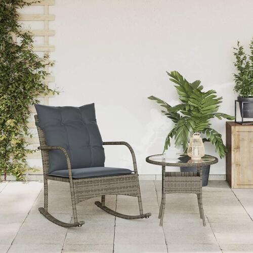 Udendørs gyngestol med hynder polyrattan grå
