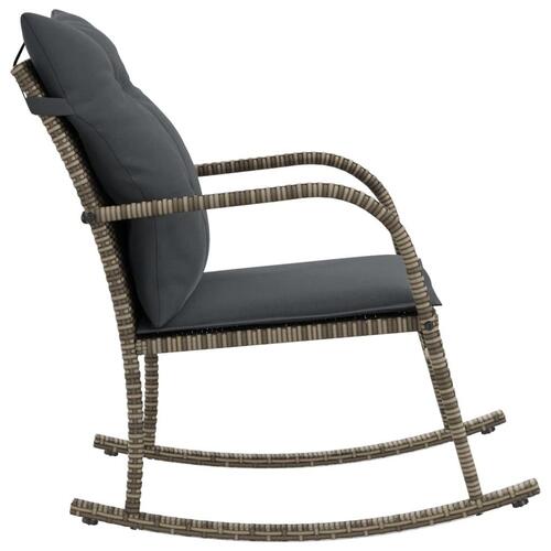 Udendørs gyngestol med hynder polyrattan grå