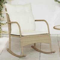 Udendørs gyngestol med hynder polyrattan beige