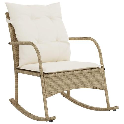 Udendørs gyngestol med hynder polyrattan beige