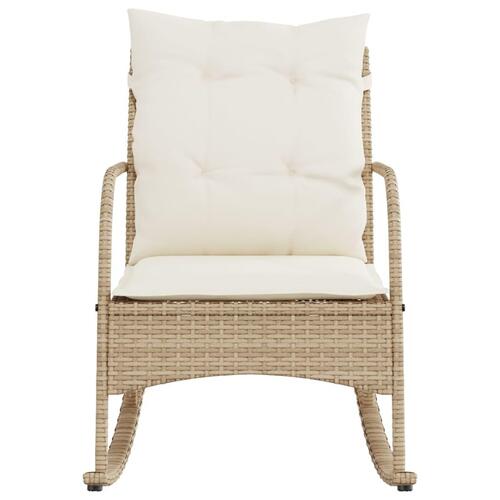 Udendørs gyngestol med hynder polyrattan beige