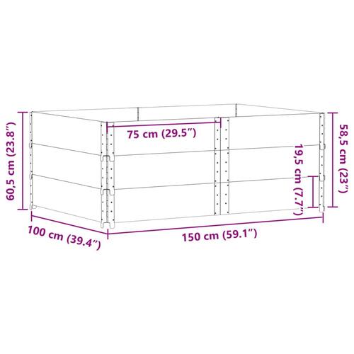 Pallerammer 3 stk. 150x100 cm massivt fyrretræ grå