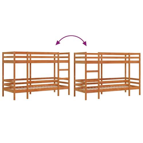 Køjeseng 75x190 cm massivt fyrretræ voksbrun